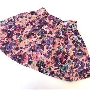 Divided H&M Pink Purple Floral Peplum Mini Skirt